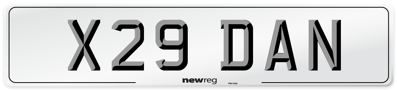 X29 DAN Front Number Plate