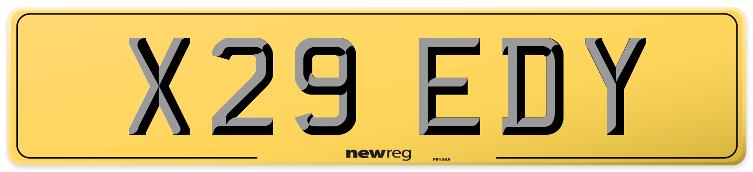 X29 EDY Rear Number Plate