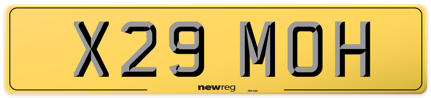 X29 MOH Rear Number Plate