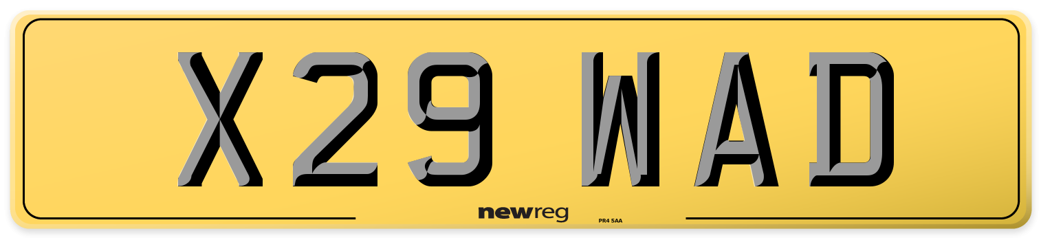 X29 WAD Rear Number Plate