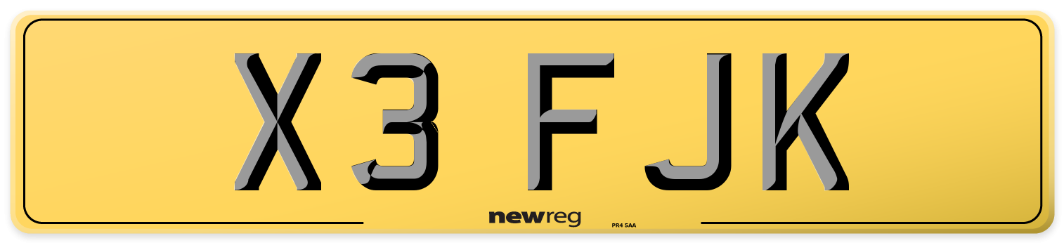 X3 FJK Rear Number Plate