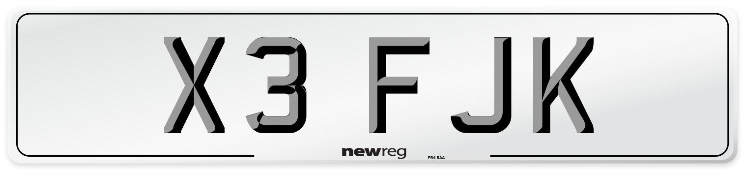 X3 FJK Front Number Plate