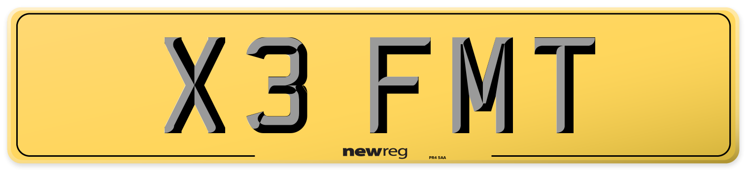 X3 FMT Rear Number Plate