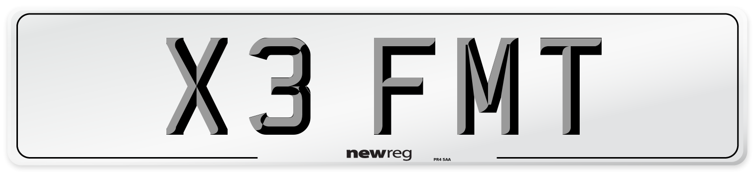 X3 FMT Front Number Plate