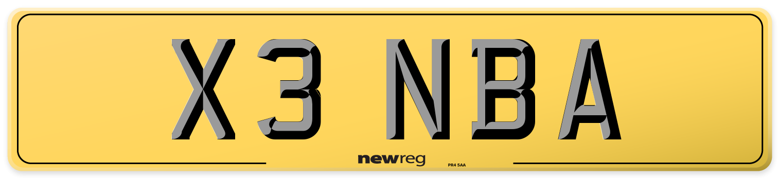 X3 NBA Rear Number Plate