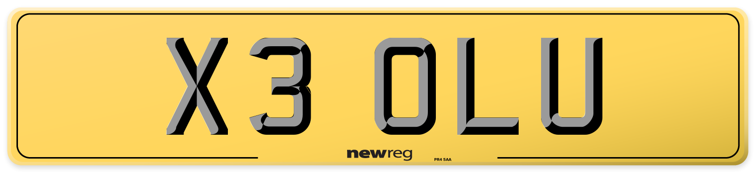 X3 OLU Rear Number Plate