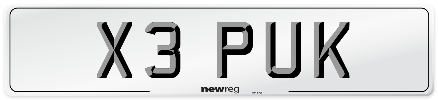 X3 PUK Front Number Plate