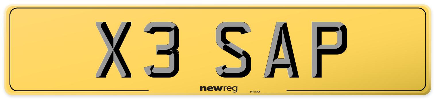 X3 SAP Rear Number Plate
