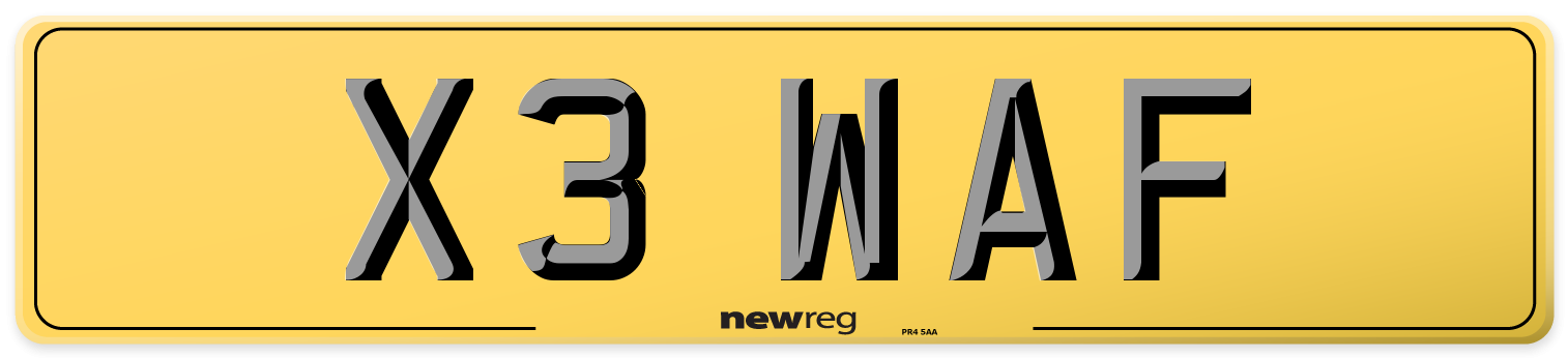 X3 WAF Rear Number Plate