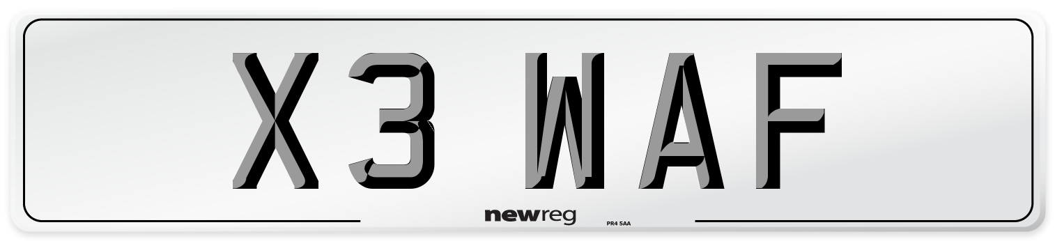 X3 WAF Front Number Plate