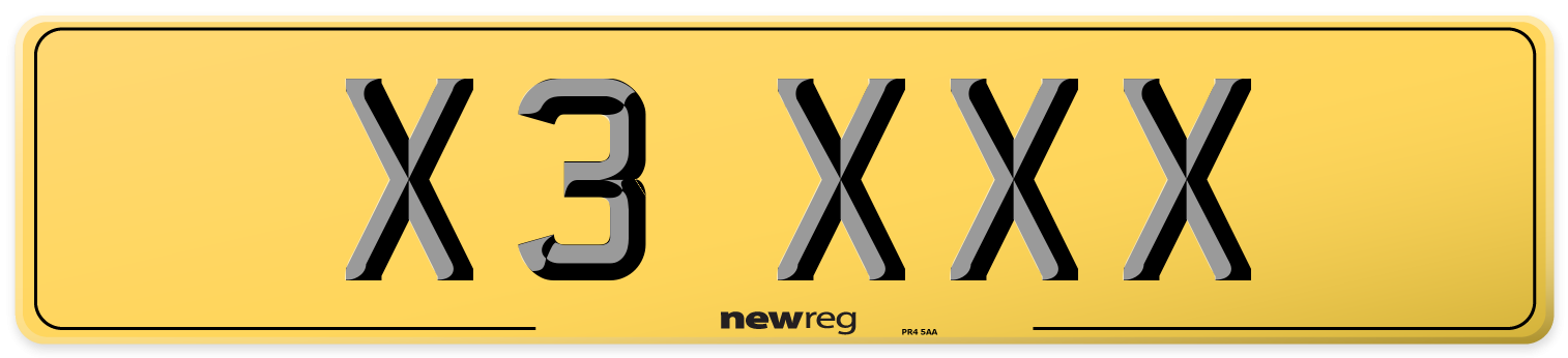 X3 XXX Rear Number Plate