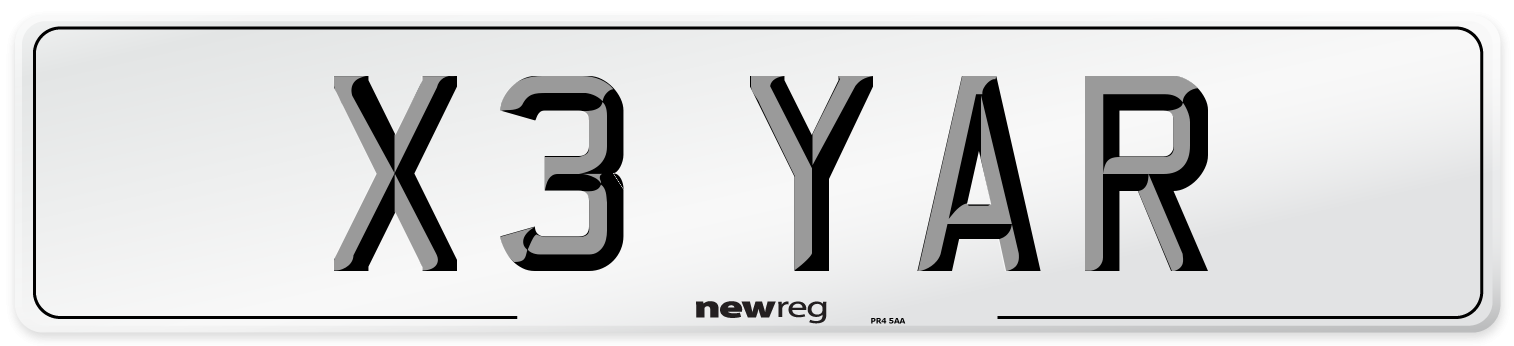 X3 YAR Front Number Plate