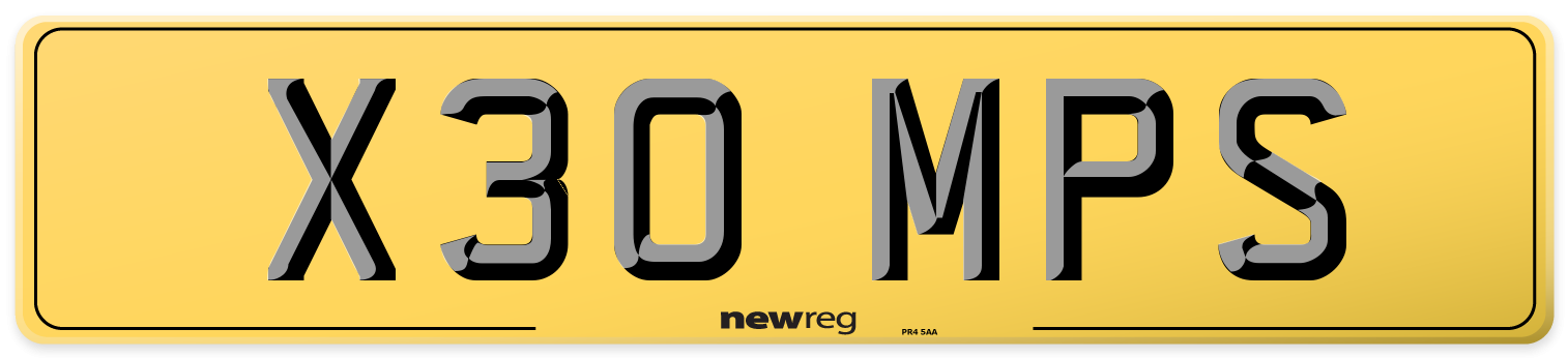 X30 MPS Rear Number Plate