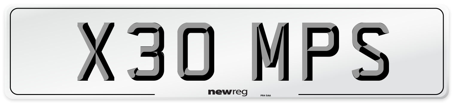 X30 MPS Front Number Plate