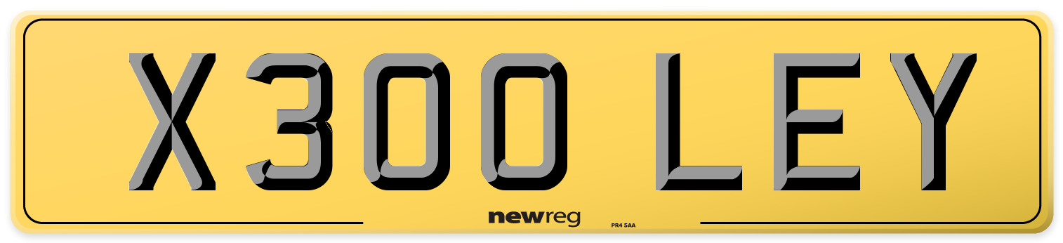 X300 LEY Rear Number Plate