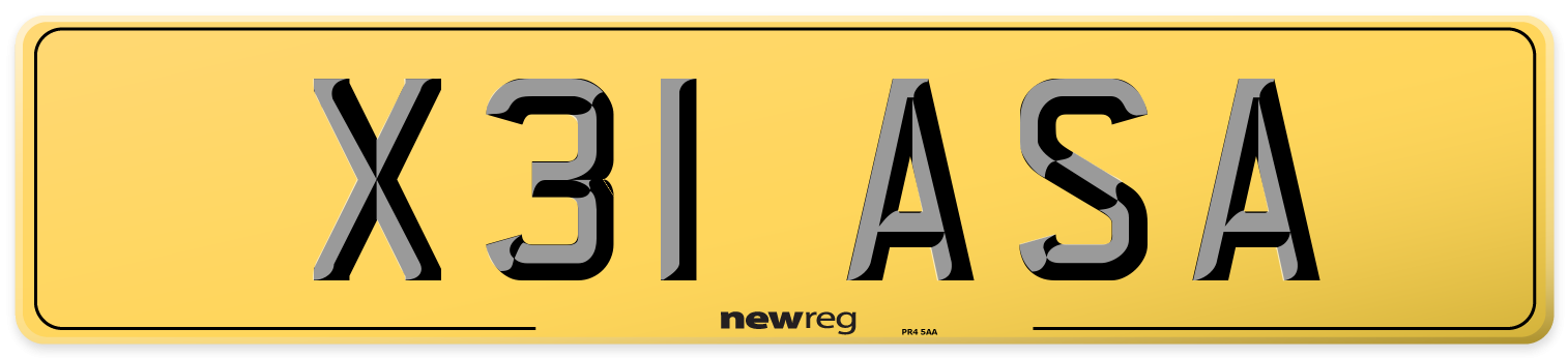 X31 ASA Rear Number Plate