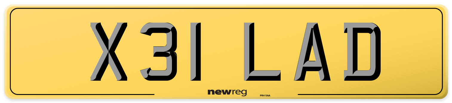 X31 LAD Rear Number Plate