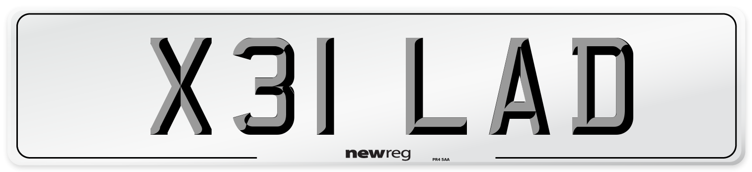 X31 LAD Front Number Plate