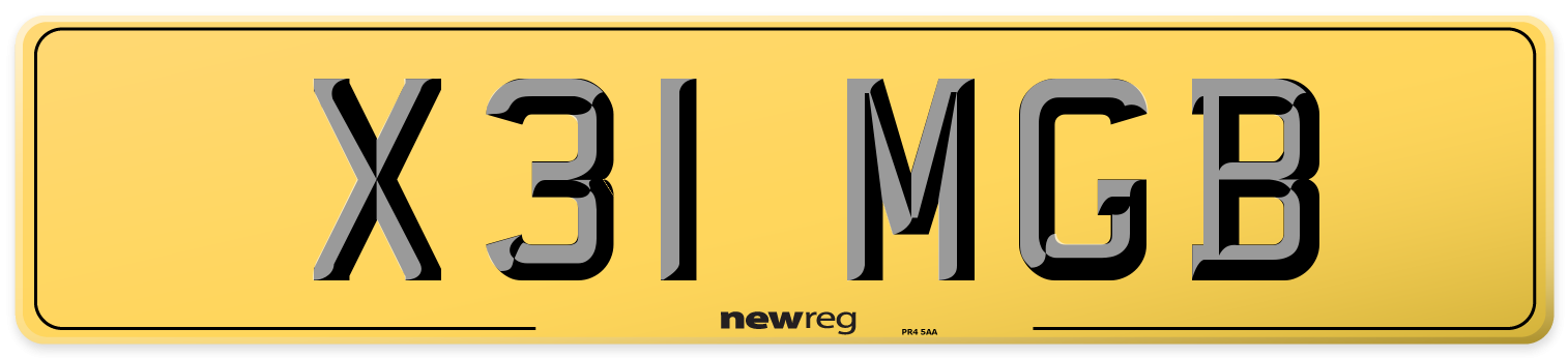 X31 MGB Rear Number Plate