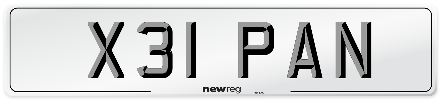 X31 PAN Front Number Plate