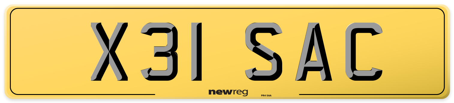 X31 SAC Rear Number Plate