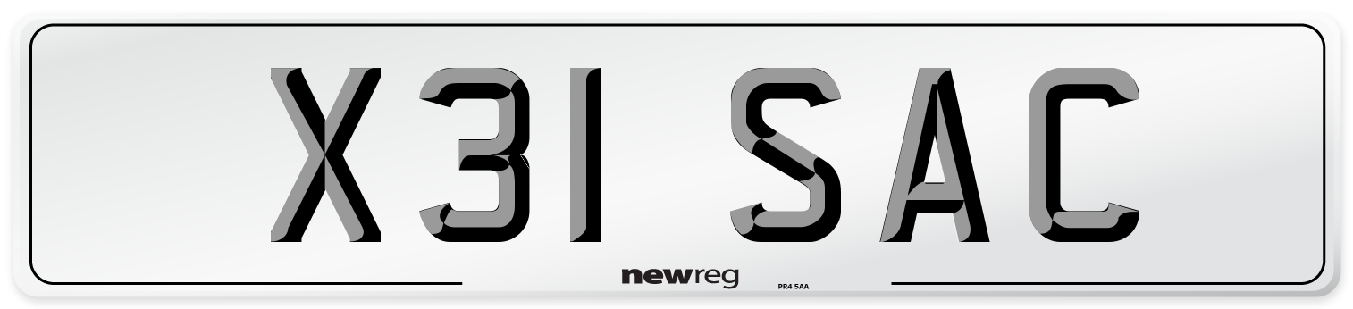X31 SAC Front Number Plate