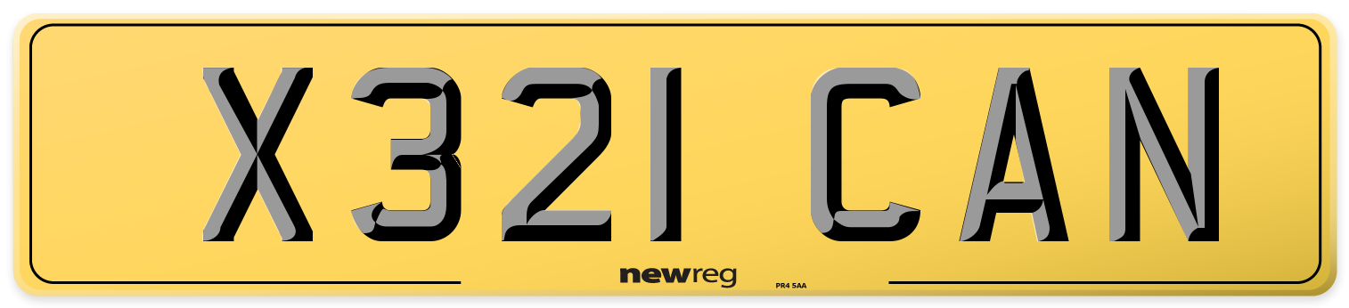 X321 CAN Rear Number Plate