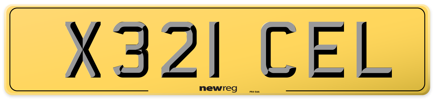X321 CEL Rear Number Plate