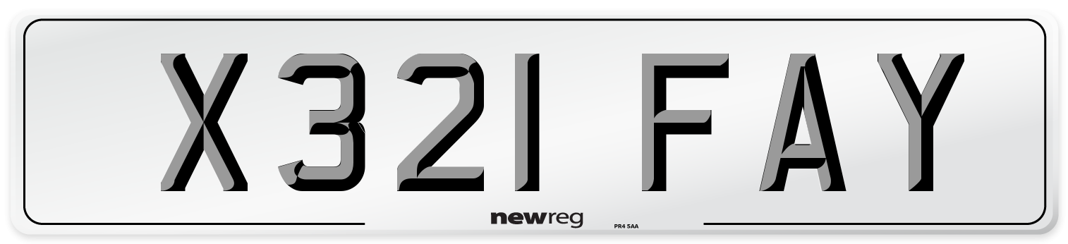 X321 FAY Front Number Plate