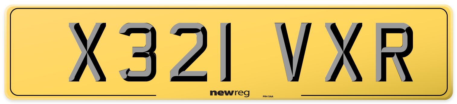 X321 VXR Rear Number Plate