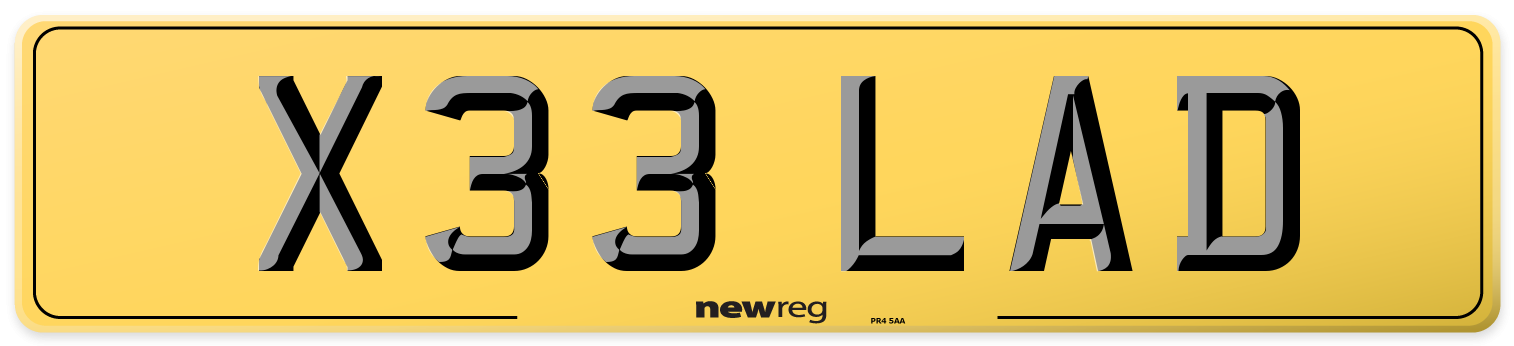 X33 LAD Rear Number Plate