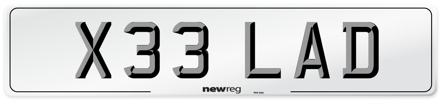 X33 LAD Front Number Plate