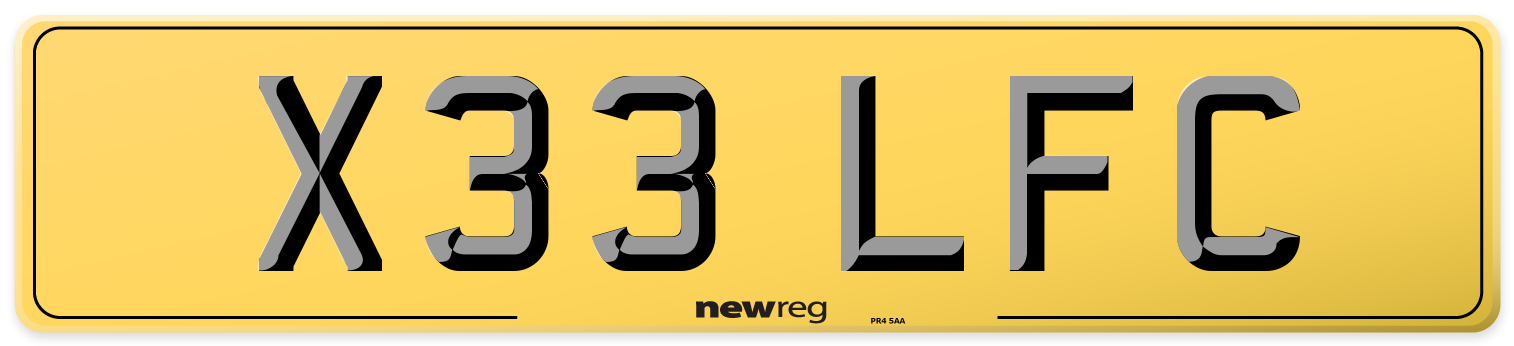 X33 LFC Rear Number Plate