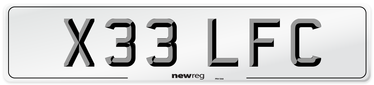 X33 LFC Front Number Plate