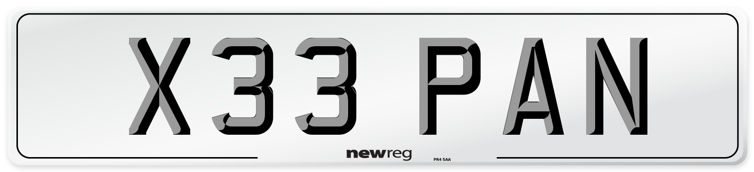 X33 PAN Front Number Plate