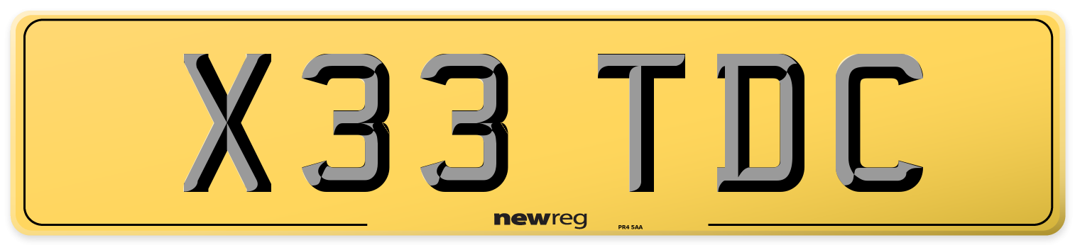 X33 TDC Rear Number Plate