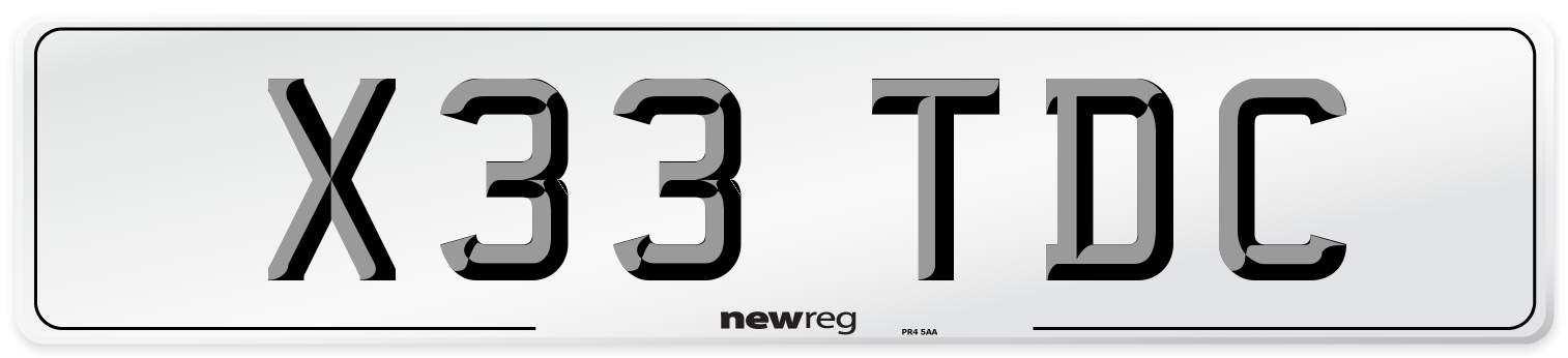 X33 TDC Front Number Plate