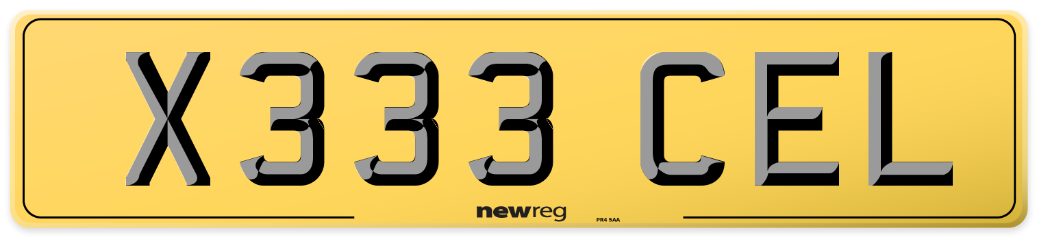 X333 CEL Rear Number Plate