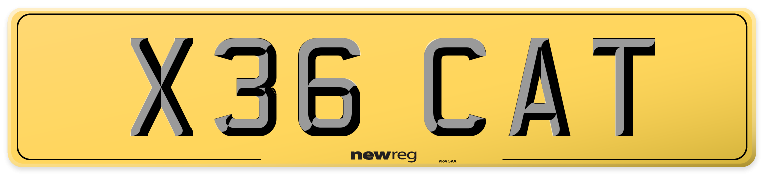 X36 CAT Rear Number Plate