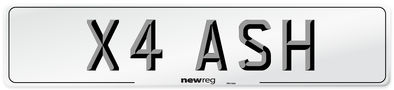 X4 ASH Front Number Plate