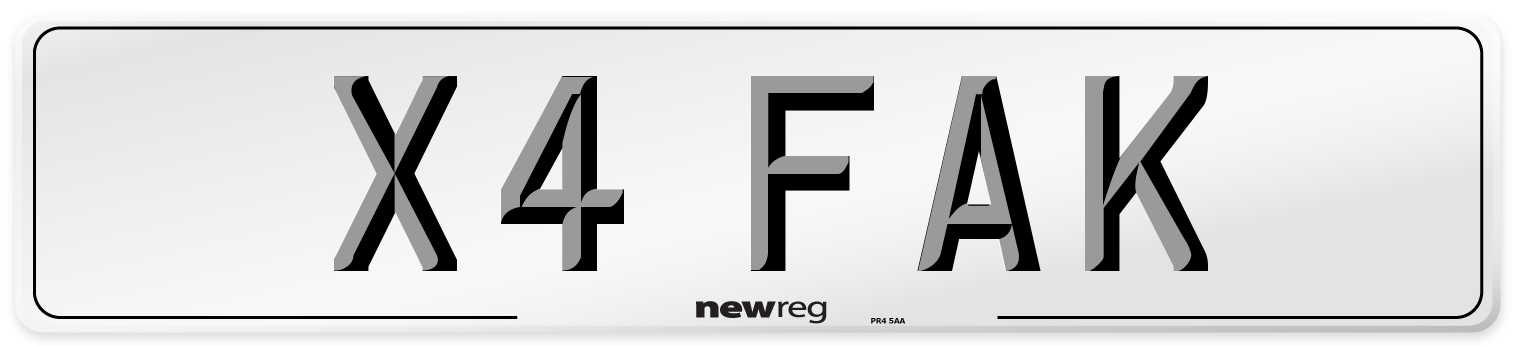 X4 FAK Front Number Plate