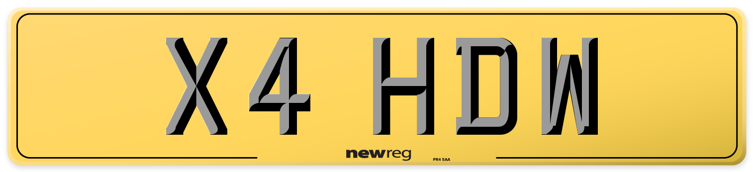 X4 HDW Rear Number Plate