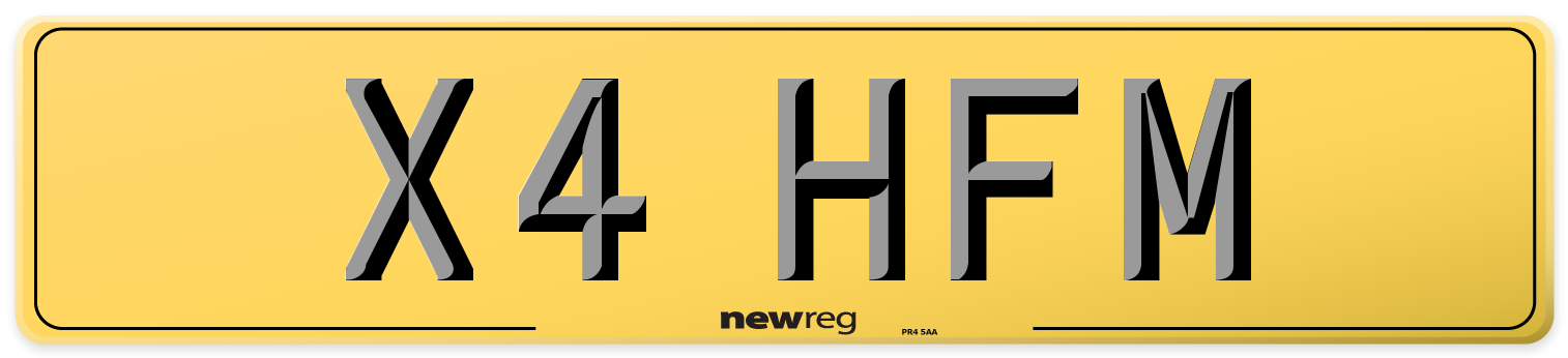 X4 HFM Rear Number Plate