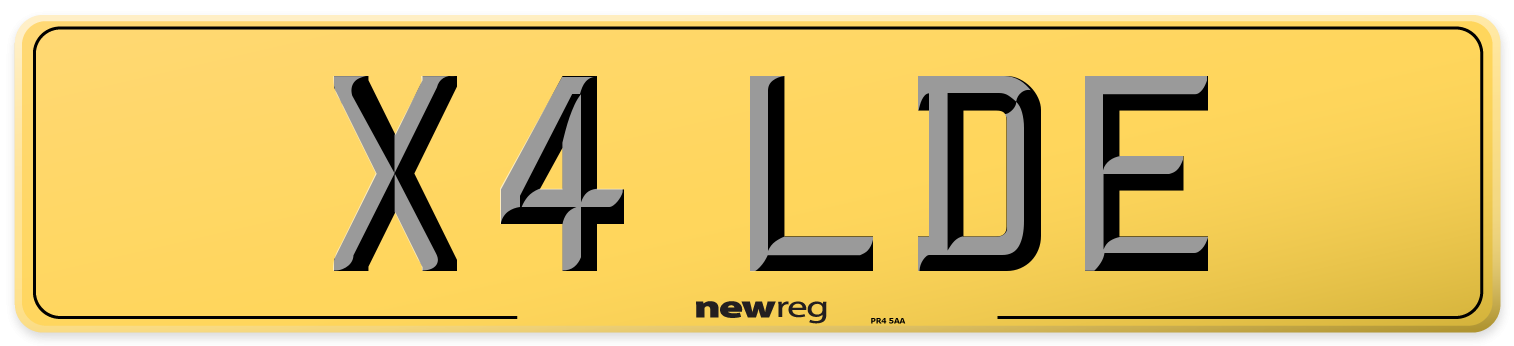 X4 LDE Rear Number Plate