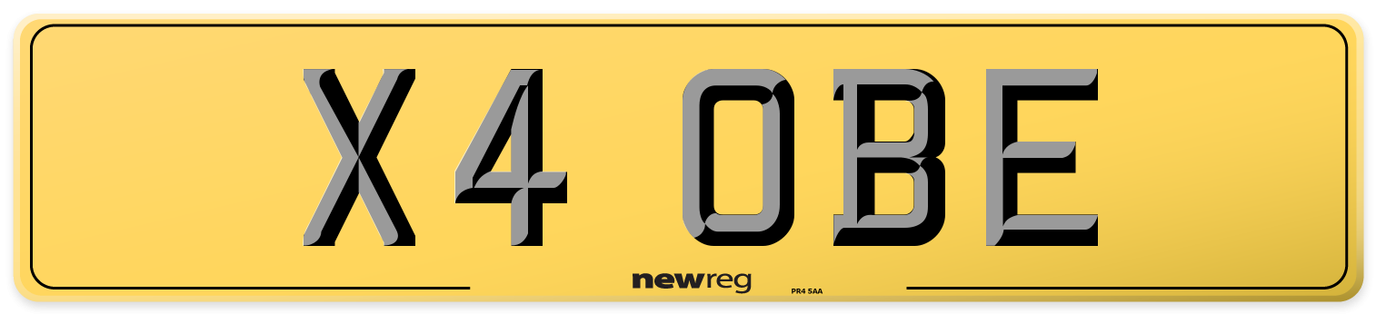 X4 OBE Rear Number Plate