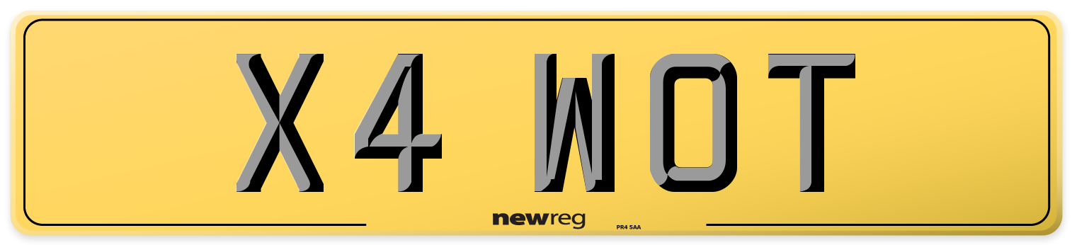X4 WOT Rear Number Plate