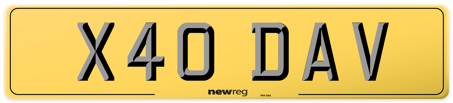 X40 DAV Rear Number Plate