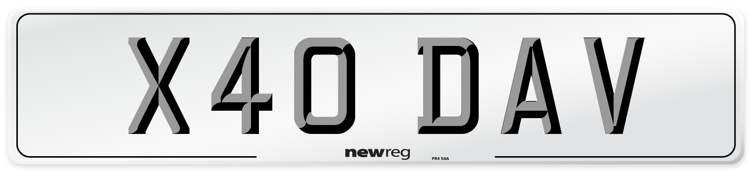 X40 DAV Front Number Plate