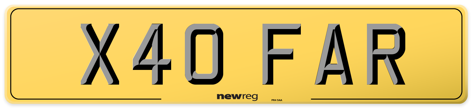 X40 FAR Rear Number Plate