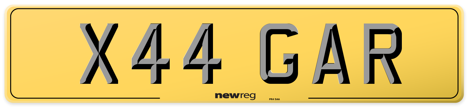 X44 GAR Rear Number Plate